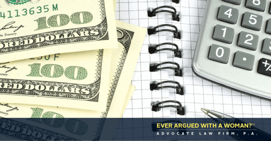 money and calculator on notebook